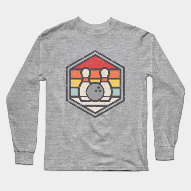 Retro Badge Bowling Light Long Sleeve T-Shirt by rojakdesigns